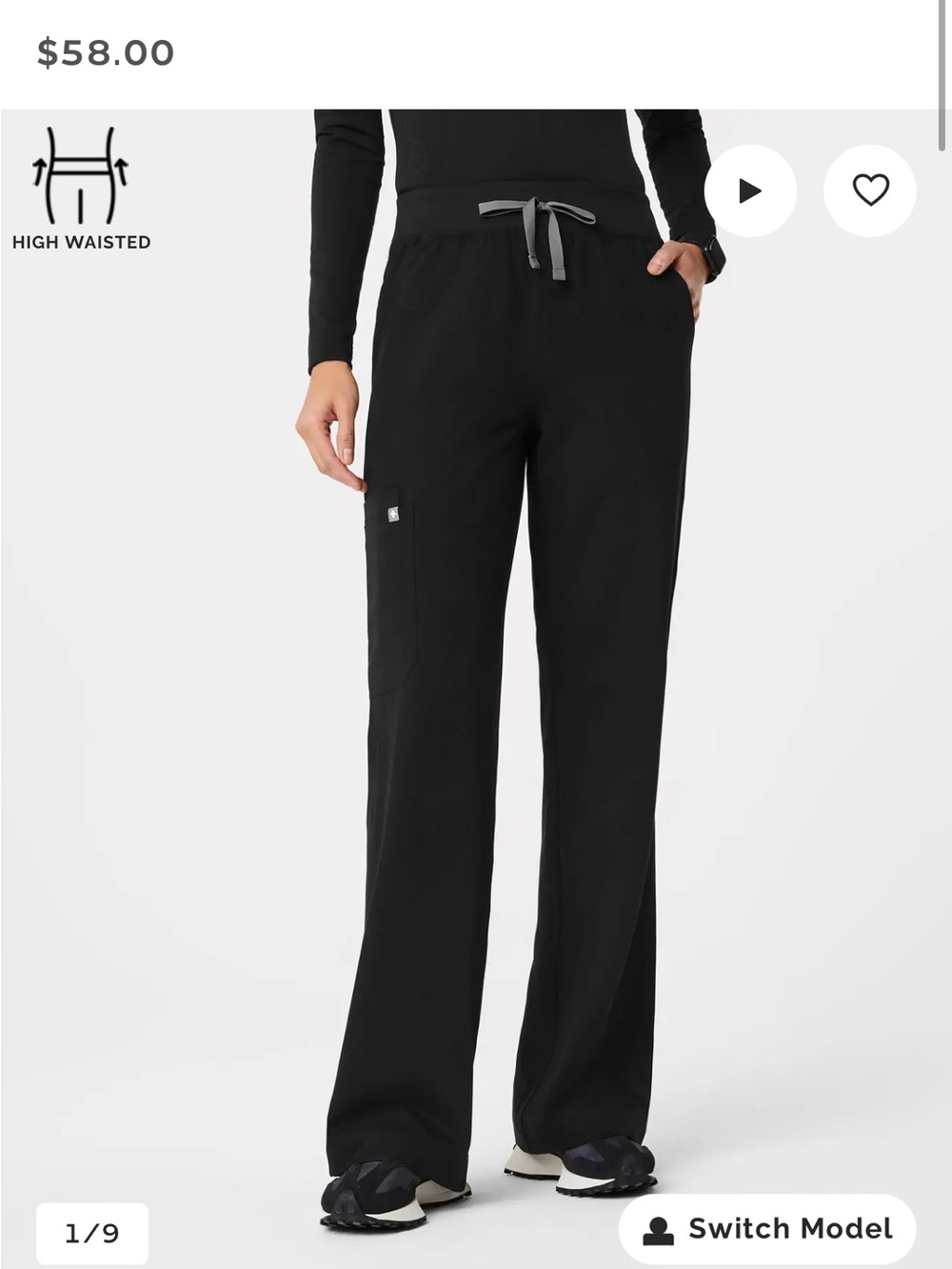 Figs Wide-Leg Scrub Pants Black